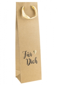 Flaschentasche Kraftpapier mit Goldprägung "Für Dich"